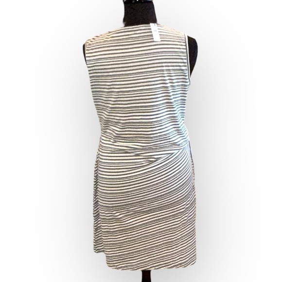 NWT TALBOTS COTTON SIDE TIE SHIFT DRESS - SUNDAY MORNING STRIPE XL Green / White - Picture 4 of 13
